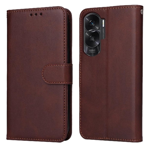 Funda Billetera para Honor 90 Lite con Porta Tarjetas y Soporte Ajustable Marrón