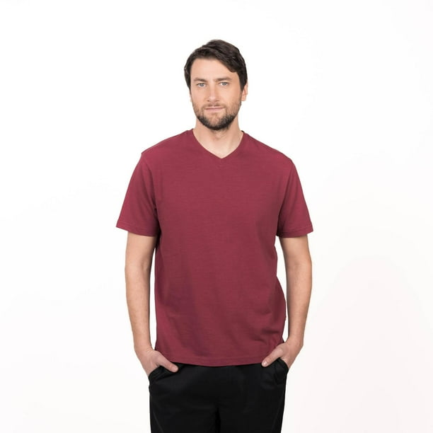 Polera Cuello V gris oscuro L
