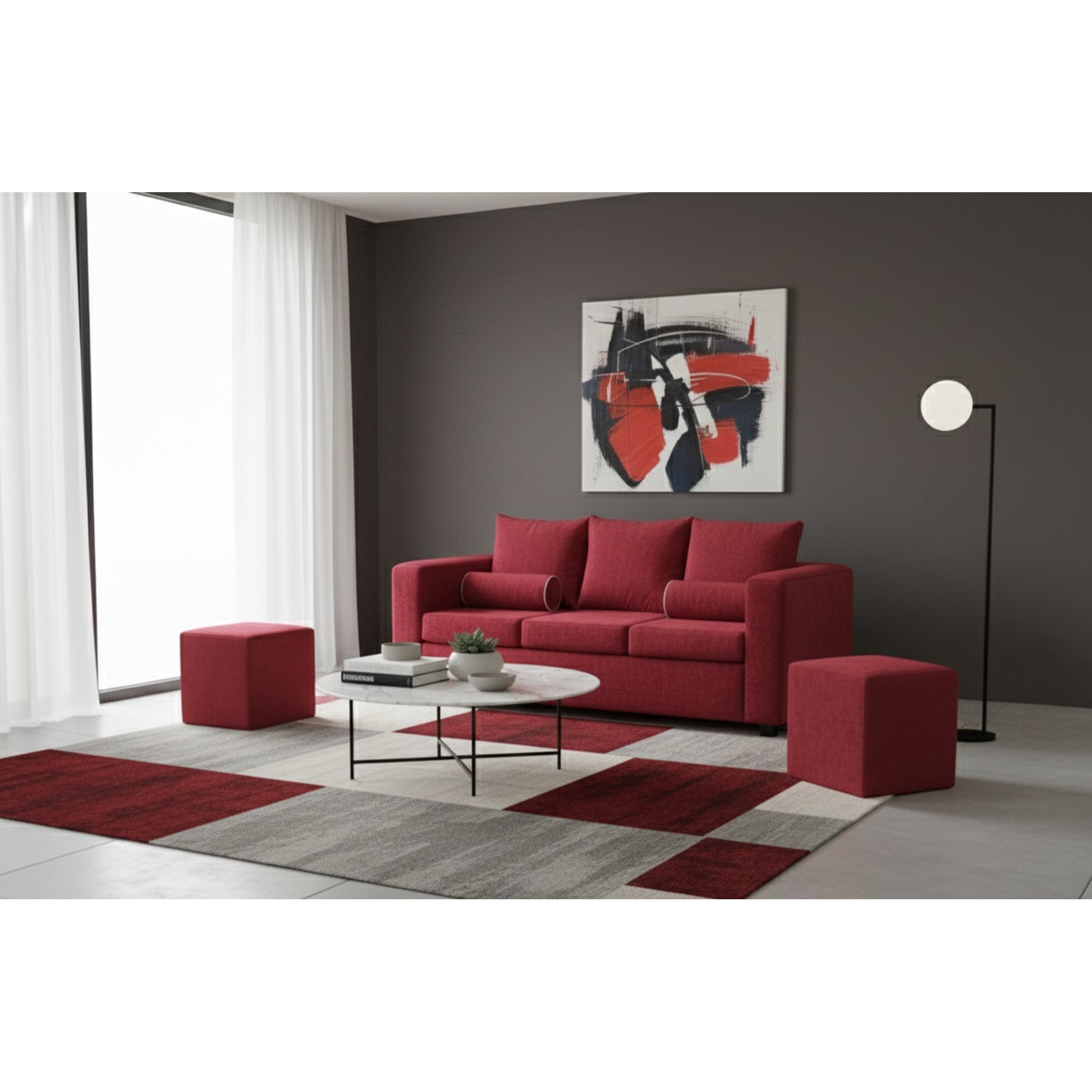 Fancy Hogar - Sofa Princess 3 Cuerpos 2 Puff Felpa