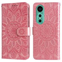 Funda Tipo Cartera Foxdock Para Huawei Nova 12 , Diseño Girasol En Relieve, Cuero Pu, Cierre Magnético, Soporte Y Tarjetero