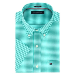 Camisa Tommy Hilfiger De Manga Corta Con Botones Para Hombre, Color Turquesa