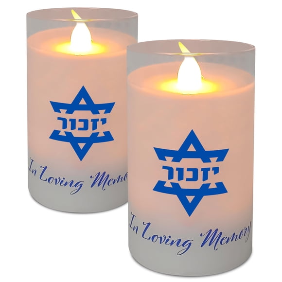 Juego de 2 velas LED votivas Ner Mitzvah (9,5 cm)
