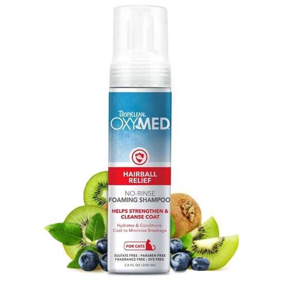 TropiClean Oxymed Shampoo en Seco Hairball Relief para gatos 220ml