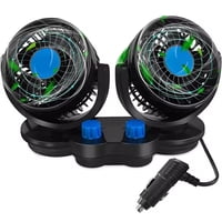 Genérico - Ventilador Doble Para Auto 12V Ventilador Giratorio Negro