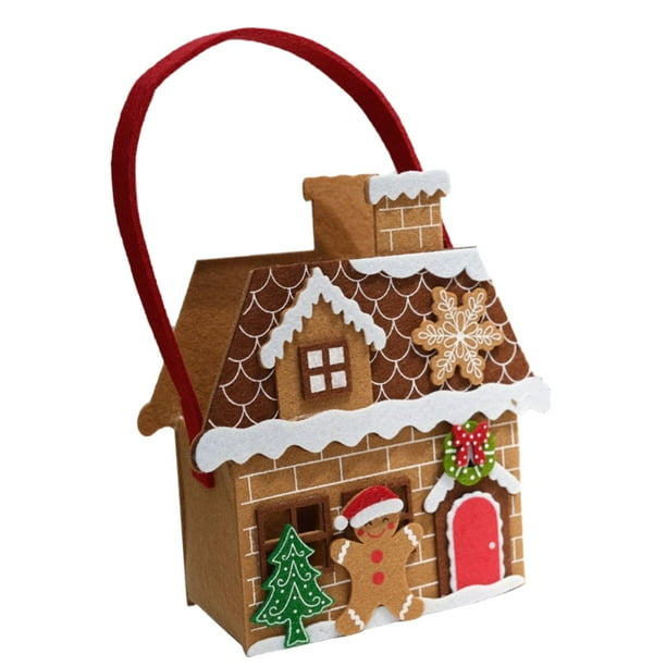 Bolsa De Fieltro Con Forma De Casa De Jengibre, Bonito Adorno Para Medias, Bolsa De Regalo De Navidad, Estilo B