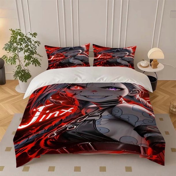 Jinx Fanart Themed Bedding Set | Soft and Comfortable All-Season Ideal for Home and Guest Rooms