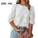 thumbnail image 2 of Camisa holgada de gasa con mangas abullonadas y textura floral (blanca), duradera, 2 of 6