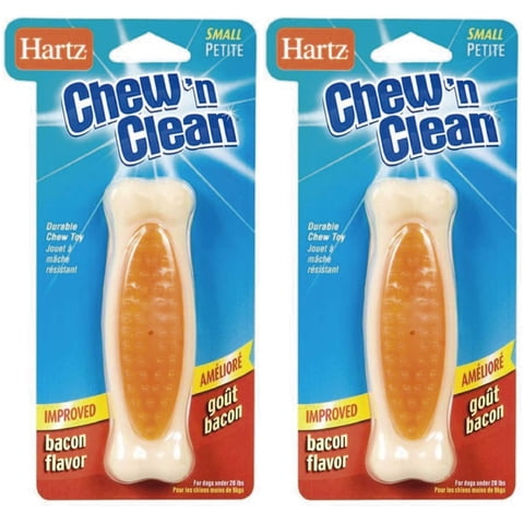 Juguete Para Perro Hartz Chew'N Clean Hueso Resistente Sabor Tocino 2 Piezas