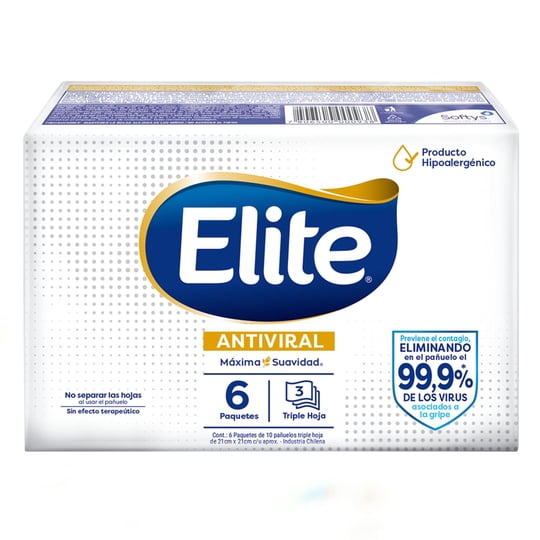 Pañuelos Triple Hoja Antiviral 6 Paquetes De 10 Pañuelos 6 Un Elite