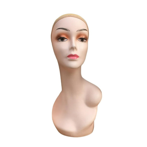 Maniquí de Cabeza de Peluca para Mujer, Sombreros de Hombro Izquierdo, Modelo de Exhibición de 18,90 Pulgadas de Altura, Modelo de Exhibición de Peluc , Estilo un Estilo A