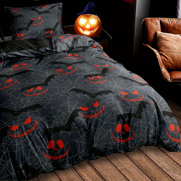 3pcs Duvet Cover Set, Halloween Spider Web Demon Digital Printing Print Bedding Set, Soft Comfortable Duvet Cover, For Bedroom, Guest Room (1*Duvet Cover + 2*Pillowcase, Without Core)