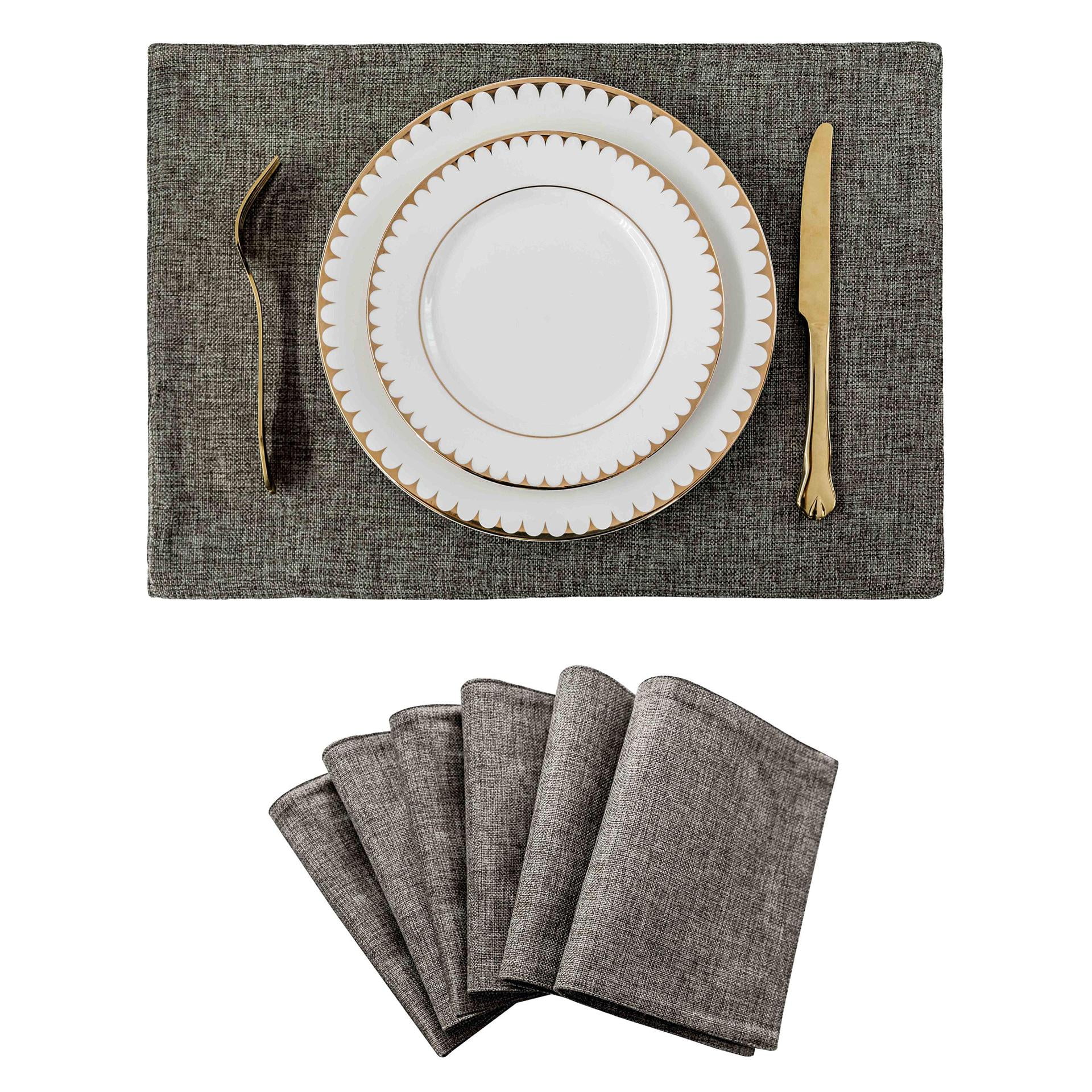 Xmhytop Juego De 6 Manteletes Individuales Texturizados Clásicos, Resistentes A Manchas, Ideal Para Barbacoas Y Mesas De Comedor, Estilo E, 48*33cm, Gris Oscuro