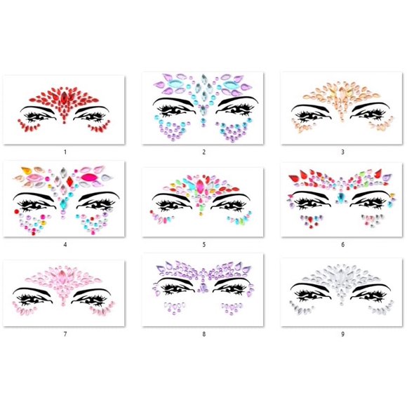 Adhesivo Face Gems con purpurina para tatuajes, diseño de joyas, festival