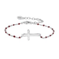 Pulsera Heshpaws S925 Sterling Silver Cross Ajustable Plata