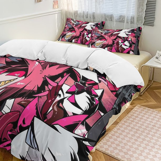 Hazbin Hotel 3-Piece Twin Bed Set - Includes 1 Single Comforter And 2 Pillowcases Bedding - Fade Resistant Microfiber - Hazbin Hotel