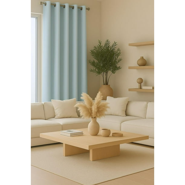 Cortina Blackout 100% Engomada Térmica Tela Ligera 140x225 - Microfibra Premium - 1 Paño azul cielo 140X225