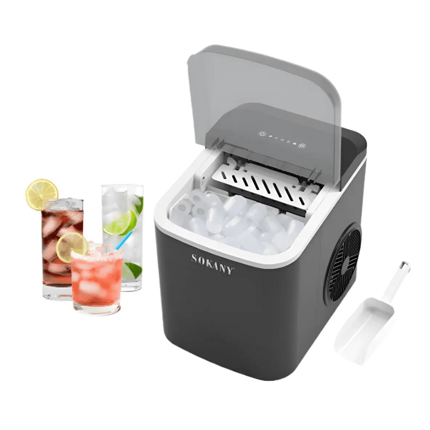 Genérico - Máquina De Hielo Automática Sokany | 12kg Por Día | Produce Hielo En 6 Minutos | 2 Tamaños De Cubo | Función Autolimpieza | Portátil