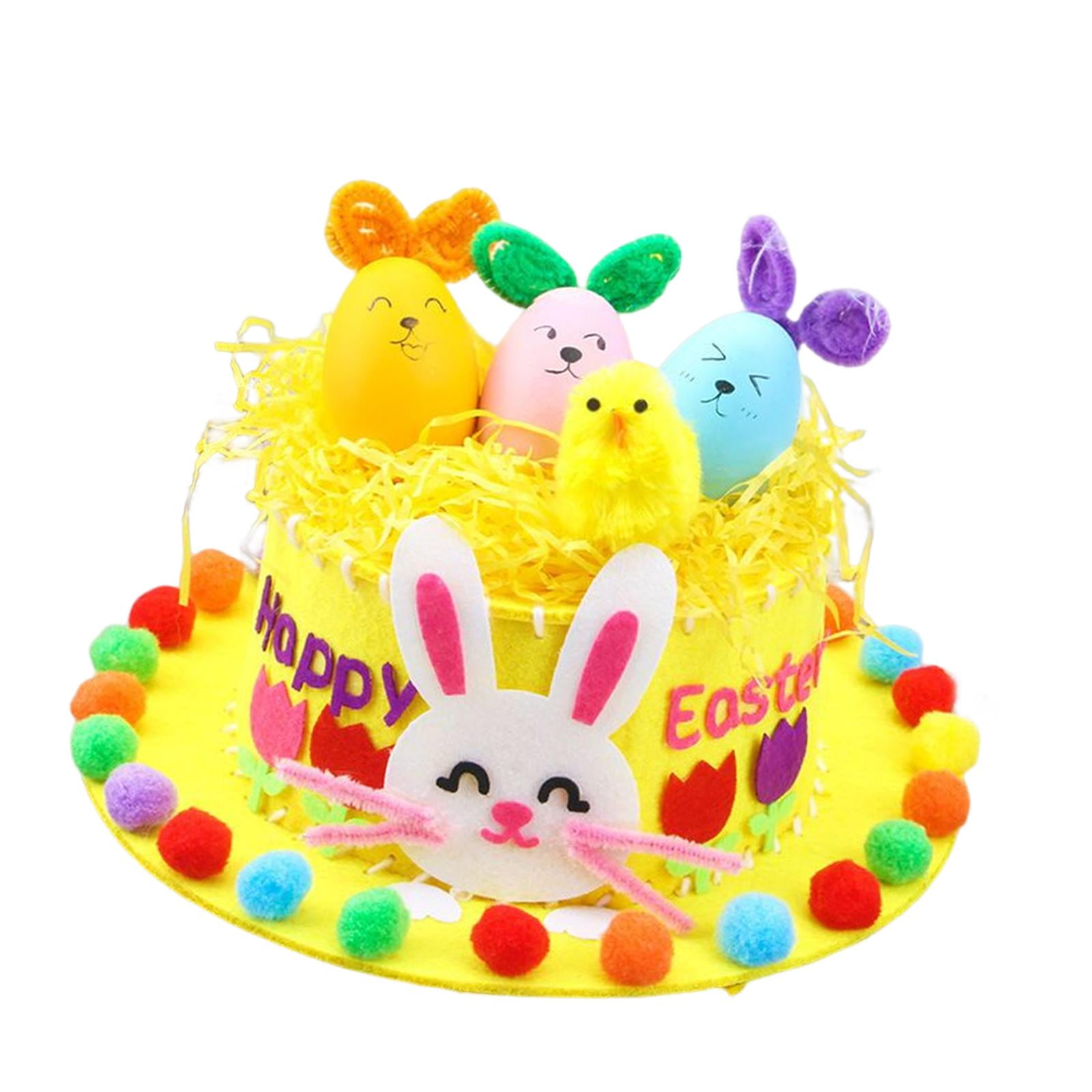Kit De Sombrero De Pascua DIY Para Niños – Manualidad Con Huevos, Pollitos Y Conejitos De Fieltro, Decoración De Capó Para Fiestas Y Regalos Primaverales