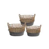 Vgo - Set De 3 Canastos Redondos Con Manija