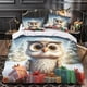 thumbnail image 3 of Búho - Funda nórdica 3D, juego de ropa de cama de algodón, funda nórdica y funda de almohada estampadas de fácil cuidado, Navidad, para adultos y niños., 3 of 3