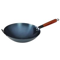 Magideal - Wok Pan Sartén Para Freír Fabricado En Hierro Antiadherente De Fondo Plano Diseño Profundo Mango Cómodo Adecuado Para Cocina Profesional Estufa De Gas 30Cm Con Orejas