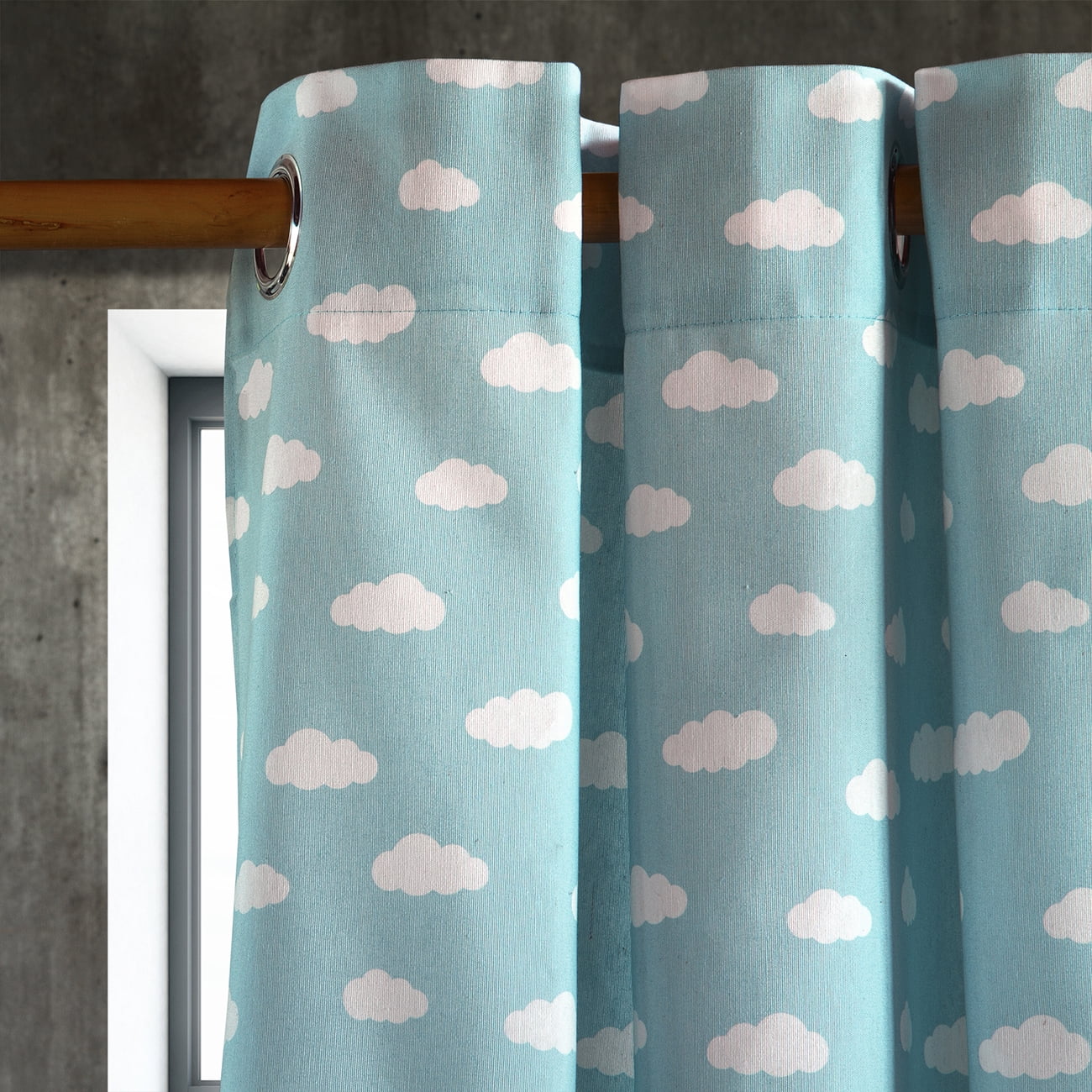 Masel - Cortina Lona Española 140 X 225 Nubes Turquesa