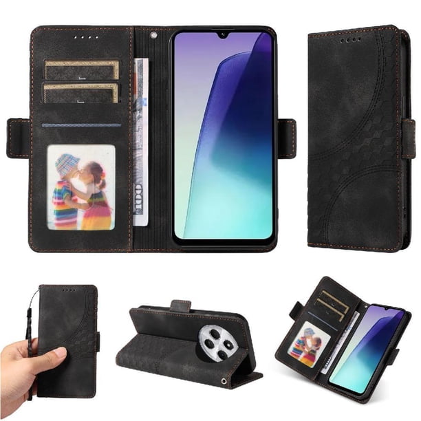 Carcasa FOXDOCK Xiaomi Redmi 14C 4G de cuero PU, diseño acolchado clásico, protección contra caídas y rayones