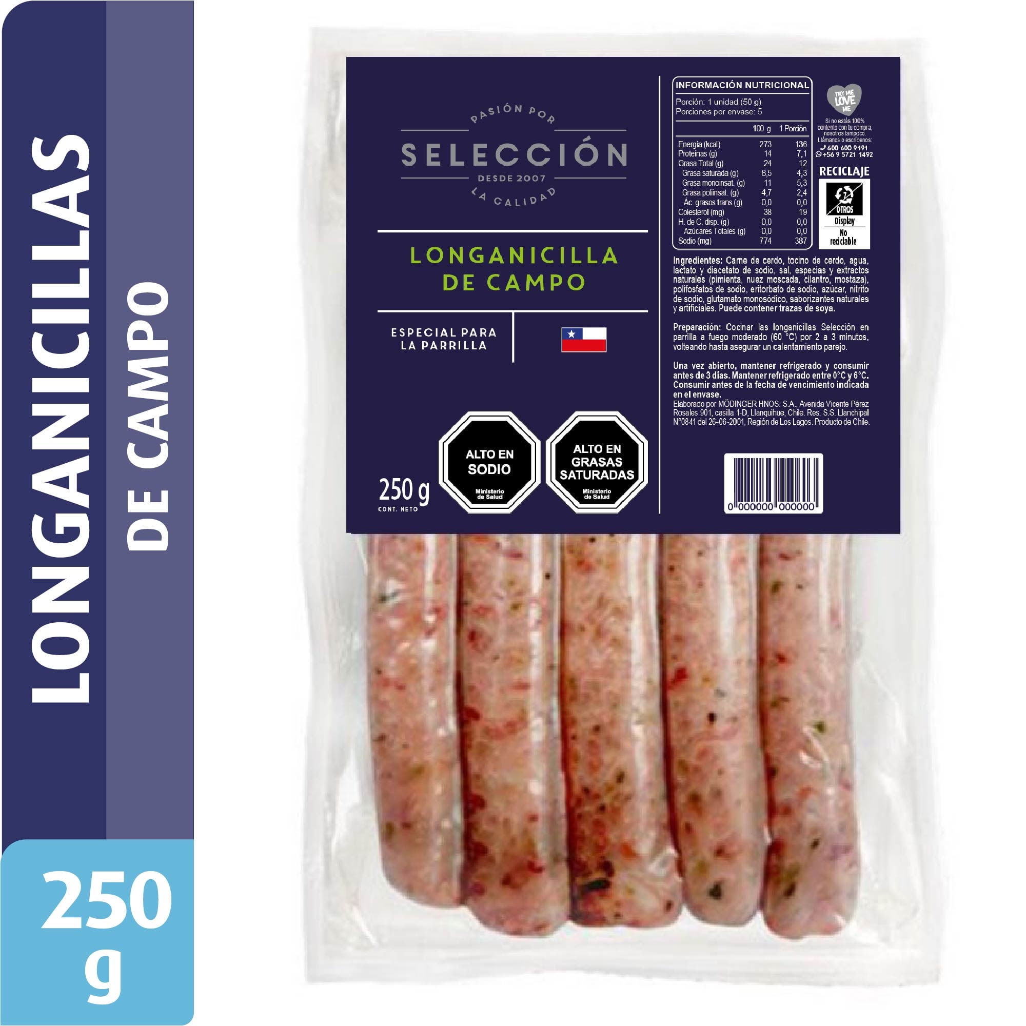 Longanicilla De Campo Para Parrilla 5 Un 250 g Selección