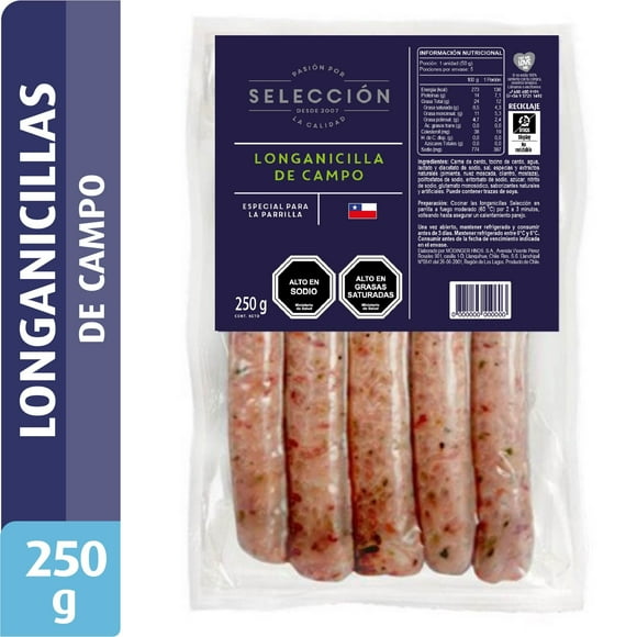 Longanicilla De Campo Para Parrilla 5 Un, 250 g