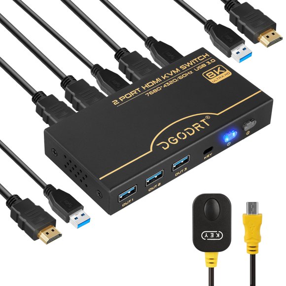 Conmutador KVM DGODRT 8K@60Hz 2 puertos USB 3.0