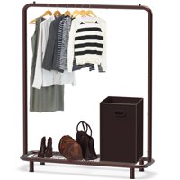 Simple Houseware - Estante Para Ropa, Tubo Industrial Simple Para Artículos Del Hogar Con Estantes