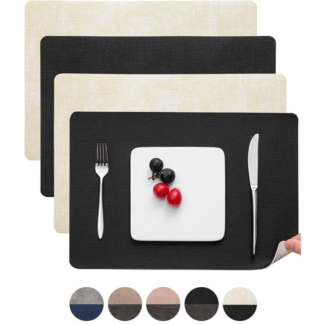 Aura Zeus - Set 4 Individuales Ecocuero Impermeables Antimanchas Reversibles