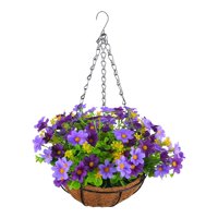 Magideal - Cesta Colgante De Flores De Margaritas Artificiales, Decoración De Plantas Colgantes Falsas, Maceta Colgante Con Cadena Para Césped, Porche, Balcón, Violeta