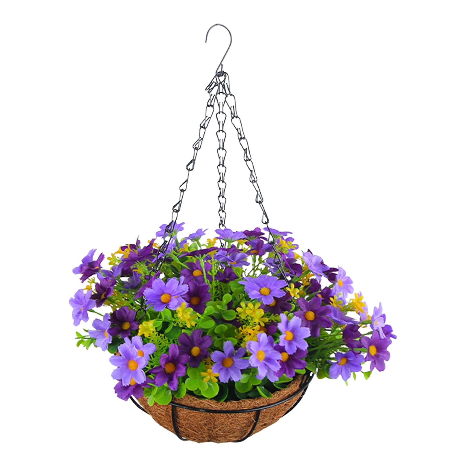 Magideal - Cesta Colgante De Flores De Margaritas Artificiales, Decoración De Plantas Colgantes Falsas, Maceta Colgante Con Cadena Para Césped, Porche, Balcón, Violeta