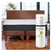 Latam Home - Cama Europea Zen Roller 2 Plazas Colchon Comprimido Espuma + Respaldo Tela Chocolate