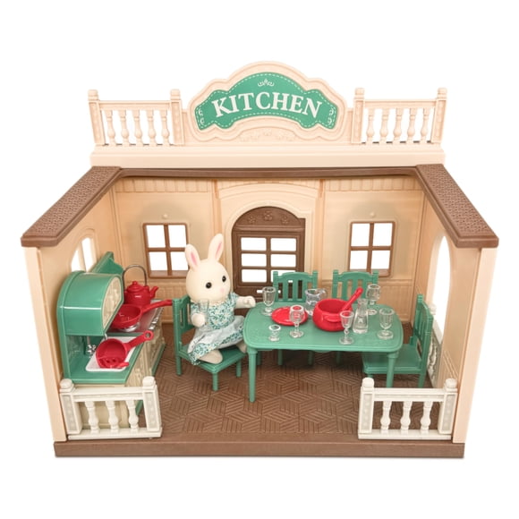 Casa De Muñecas De Cocina Family Playset Con Figura De Conejo