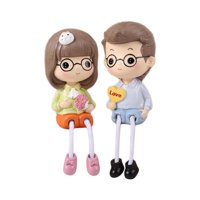 Magideal - 2 Uds Pies Colgantes Románticos Pareja De Muñecas, Estatua Sentada Resina Artesanía Decorativa Escultura Para Fiesta Dormitorio Mesa Gabinete Encimera Estilo A