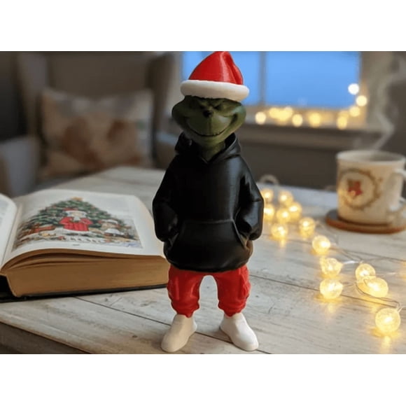 Figura de Grinch con look navideño urbano
