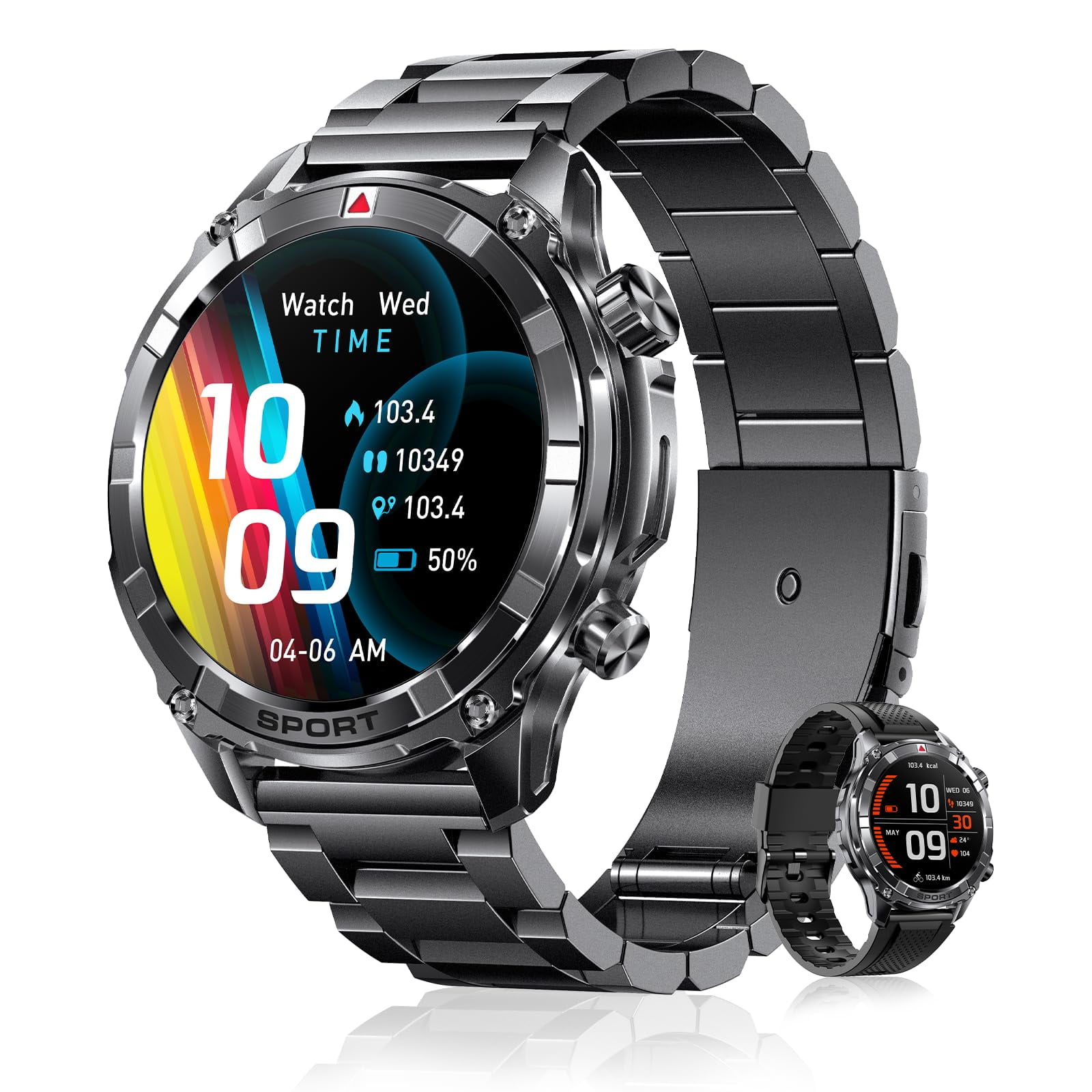 Ynwinste - Reloj Inteligente Para Hombre 1 52 Pulgadas Ip68 Resistente Al Agua Con Bt Y Linterna