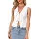 thumbnail image 1 of INSPIRE CHIC Chaleco de Jean para Mujer con Cuello en V, Lazo Frontal, Sin Mangas, Chaleco de Mezclilla XL Blanco, 1 of 6