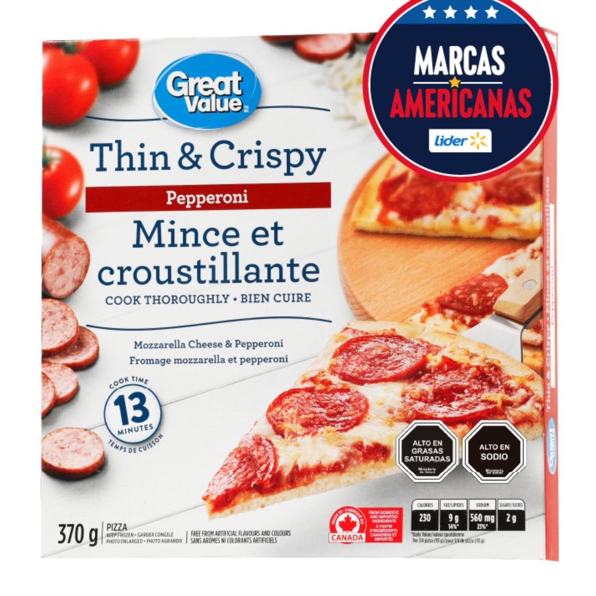 Pizza Pepperoni Masa Delgada 370 g Great Value