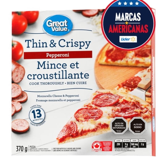 Pizza Pepperoni Masa Delgada 370 g Great Value