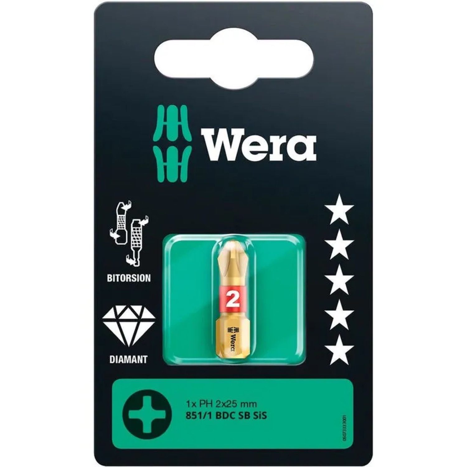 Wera - Punta Phillip Ph2 X 25 Mm Bitorsion Y Punta Diamante