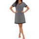 thumbnail image 2 of INSPIRE CHIC Camisón de Manga Corta para Mujer, Vestido de Dormir de Mezcla de Algodón Suave con Ribete en Contraste y Cuello en V para Primavera Verano XL Carbón, 2 of 6