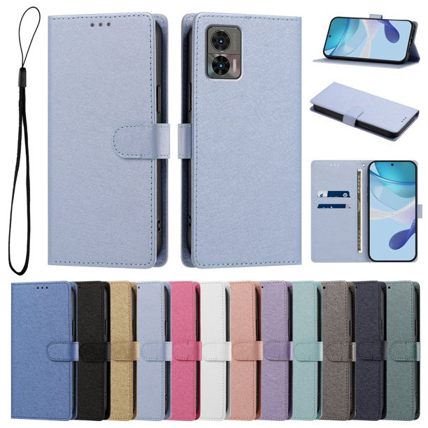 Cartera para Motorola Edge 30 Neo con Bolsillo de Tarjetas, Azul Cielo