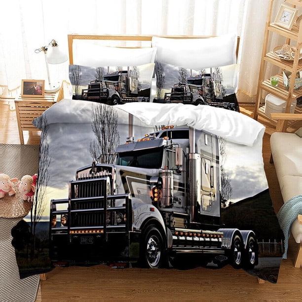 Trucks Printed Quilt Duvet Cover Set Bedspread Comforter Cover3-Piece Bedding Set
