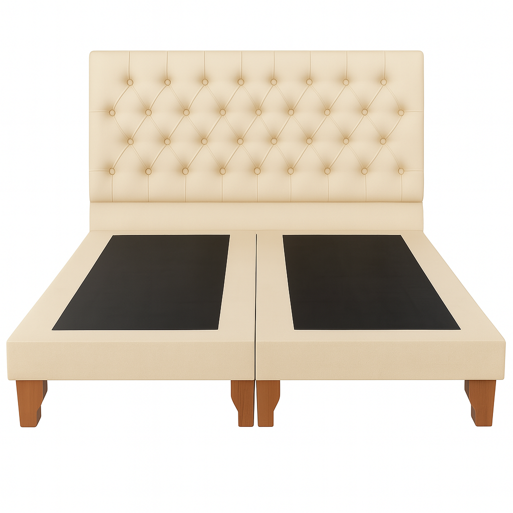 Ethan Desing - Cama 2 Plazas Modelo Capitoné Beige
