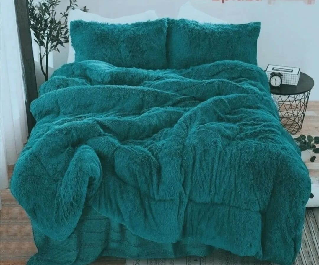 Aladdins Shop - Cobertor De Invierno Peludo Con Chiporro 1,5 Plaza Color Turquesa