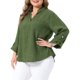 thumbnail image 4 of Agnes Orinda Blusa Texturizada de Manga Larga con Cuello Alto y Abertura en V para Mujer de Talla Grande, con Bolsillo, 5X Verde, 4 of 6