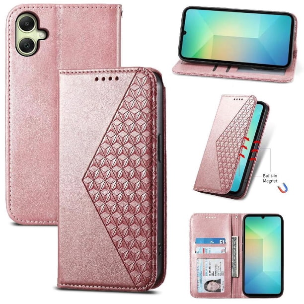 Funda Flip FOXDOCK para Samsung Galaxy A06 , Estilo Billetera con Diseño Rombo, Correa de Mano y Soporte, Uso Diario